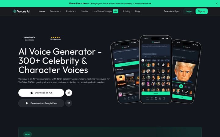 Screenshot of getvoices.ai