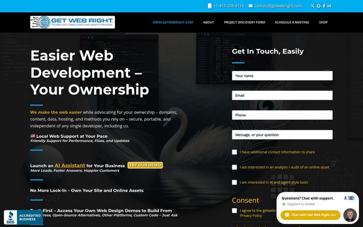 Screenshot of getwebright.com