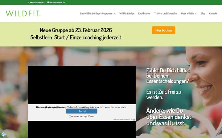 Kuvakaappaus sivustosta getwildfit.de