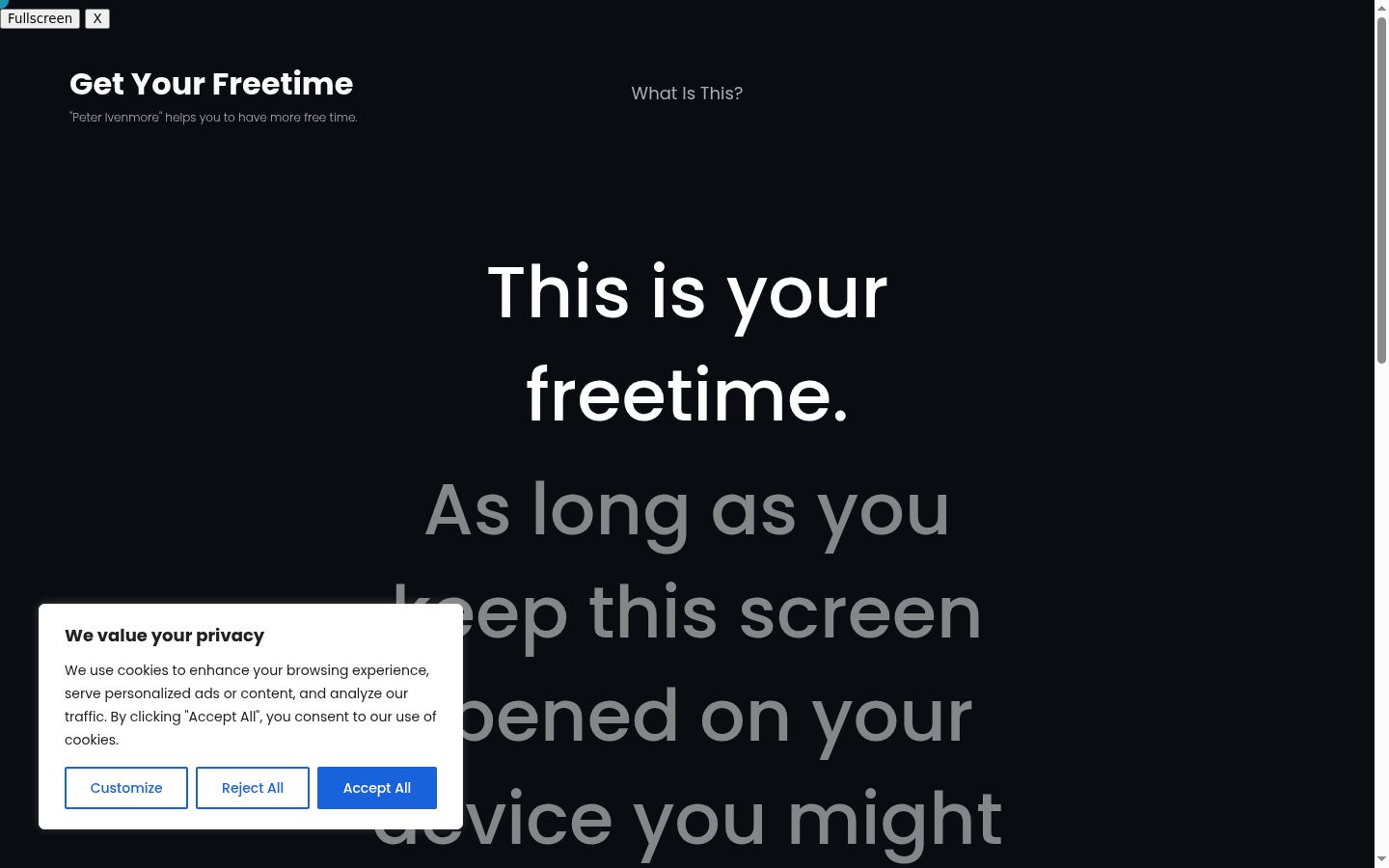 Screenshot del banner di consenso mostrato prima di qualsiasi interazione
