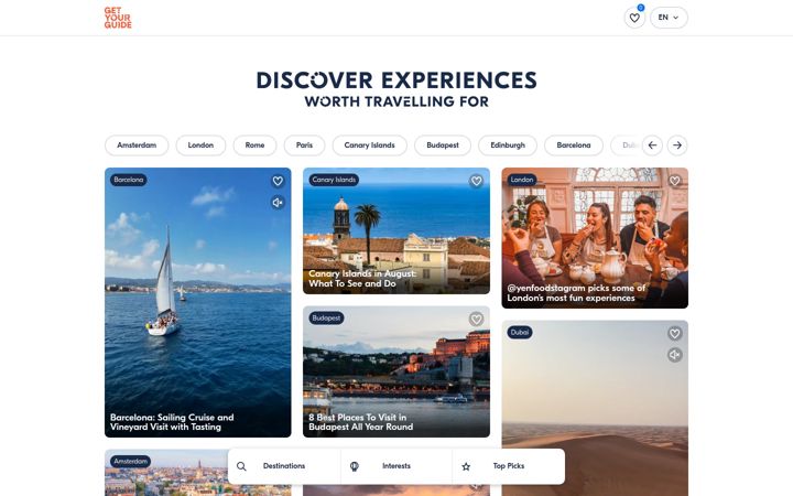 Screenshot of getyourguide.travel