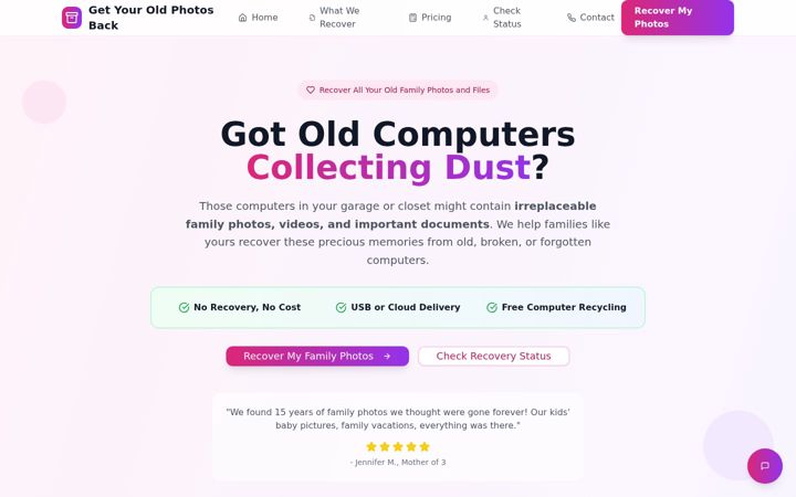 Screenshot of getyouroldphotosback.com