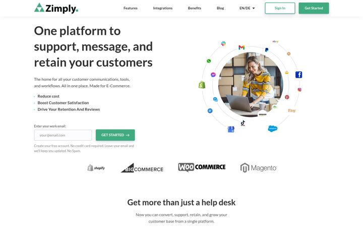 Screenshot of getzimply.com