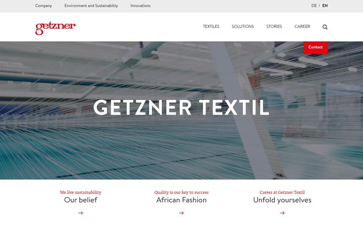 Screenshot of getzner.at