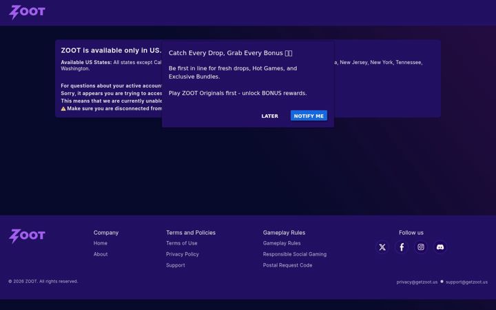 Screenshot of getzoot.us