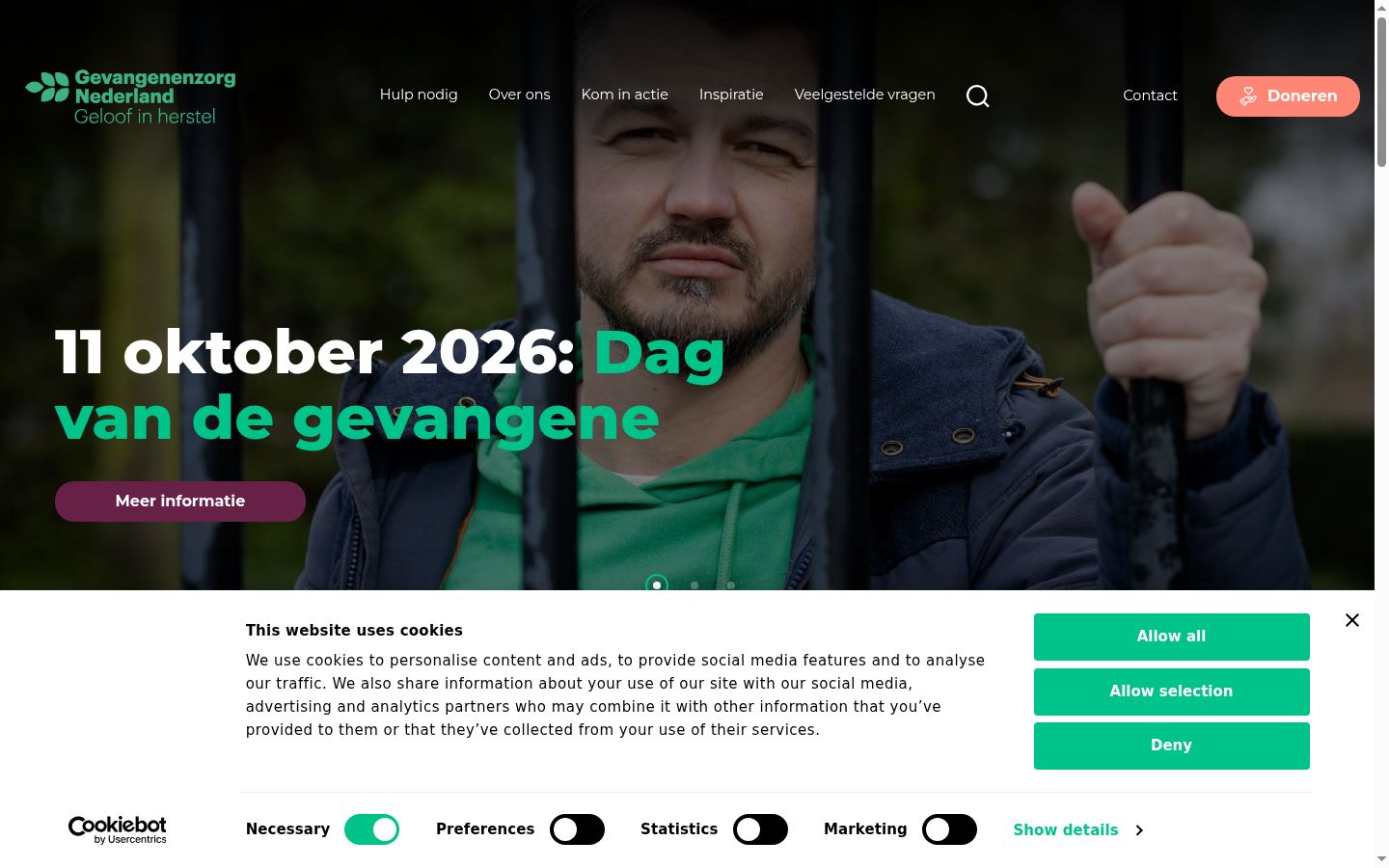 Skærmbillede af samtykkebanneret, som det blev vist før nogen interaktion