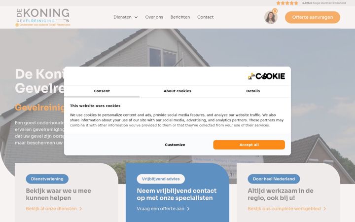 Screenshot of gevelreinigingdekoning.nl