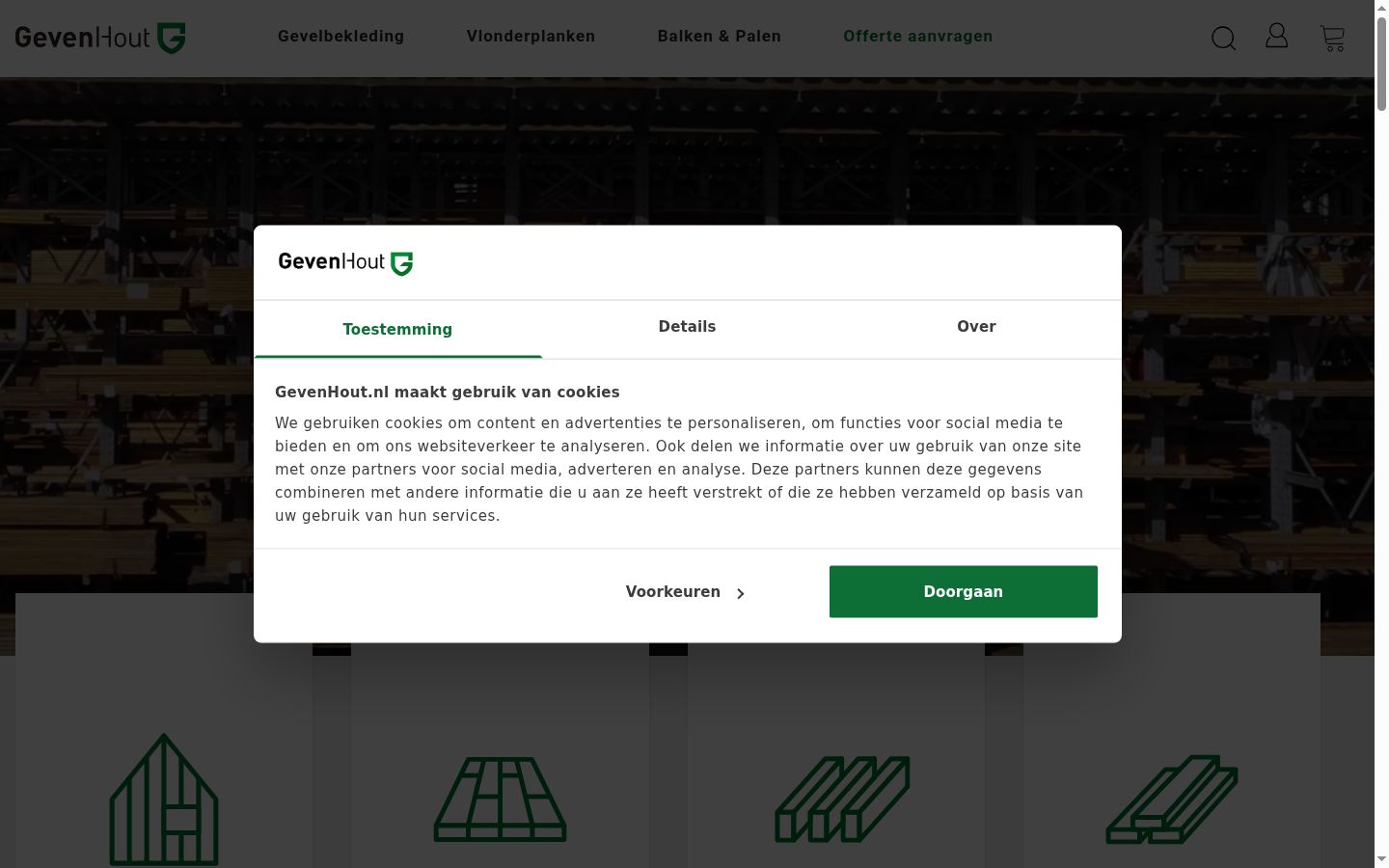 Captura de pantalla del banner de consentimiento mostrado antes de cualquier interacción