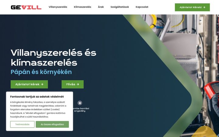 Screenshot of gevill.hu
