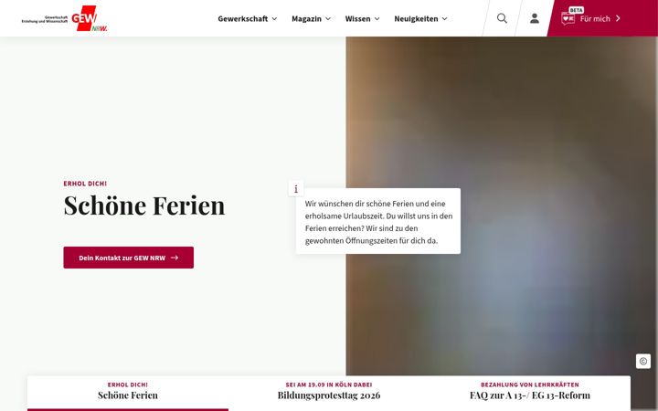 Screenshot of gew-nrw.de