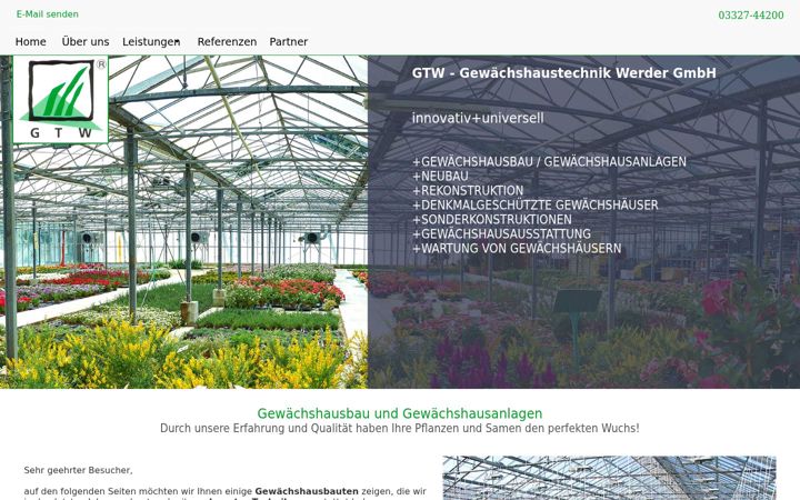 Screenshot of gewaechshaustechnik-werder.de