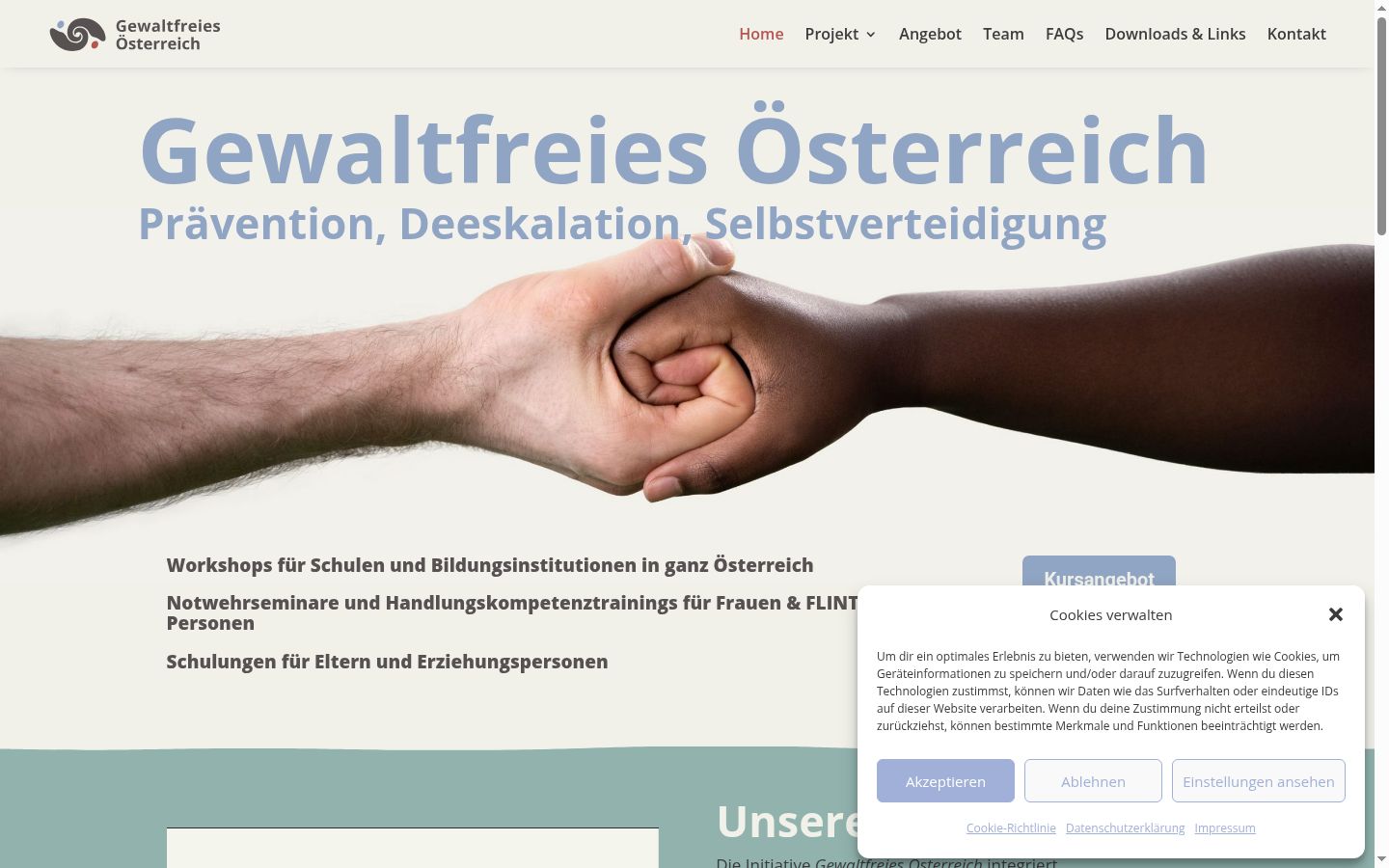 Screenshot of the consent banner shown before any interaction