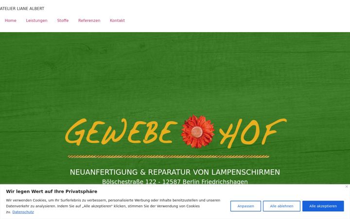Screenshot of gewebe-hof.de