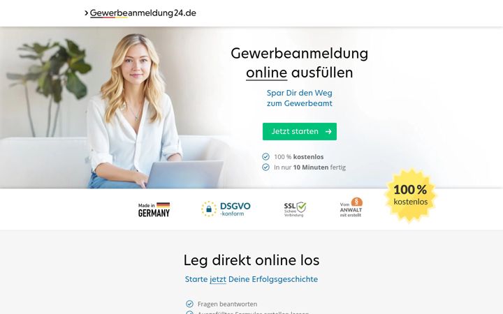 Screenshot of gewerbeanmeldung24.de
