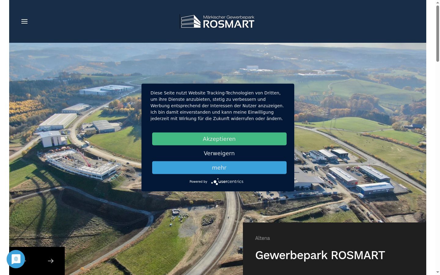 Screenshot des Einwilligungsbanners vor jeglicher Interaktion
