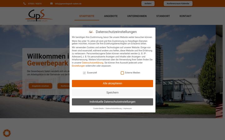 Screenshot of gewerbepark-salem.com