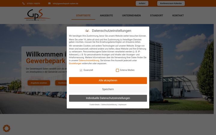 Screenshot of gewerbepark-salem.de