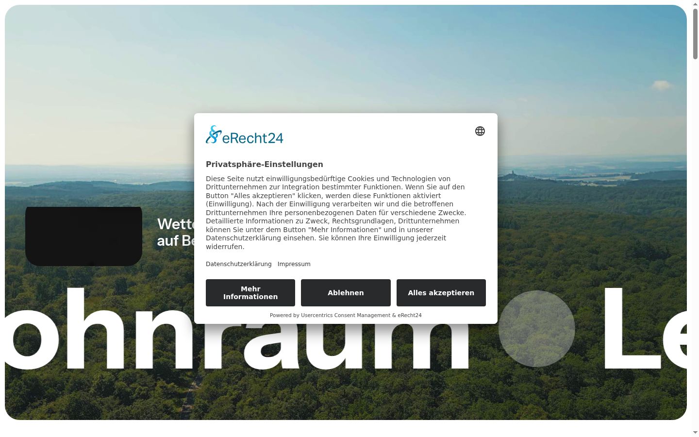 Screenshot del banner di consenso mostrato prima di qualsiasi interazione
