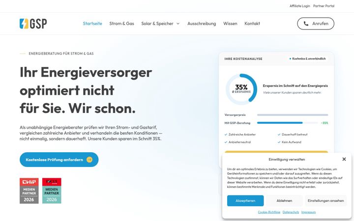 Screenshot of gewerbestrompreis.de