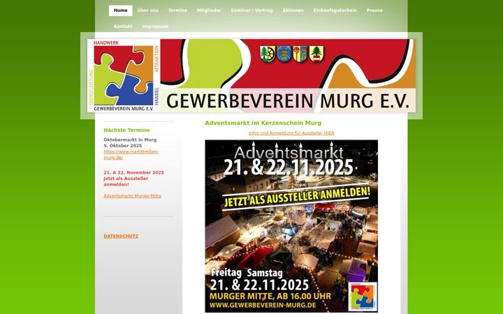 Screenshot of gewerbeverein-murg.de