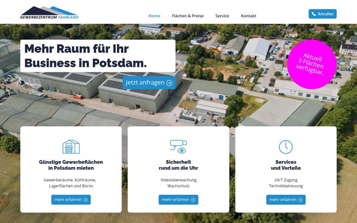 Screenshot of gewerbezentrum-fahrland.de