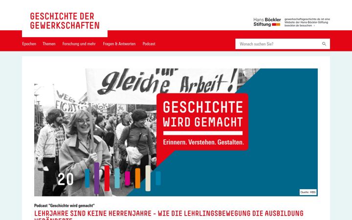 Screenshot of gewerkschaftsgeschichte.de