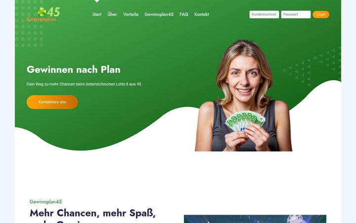 Screenshot of gewinnplan45.at