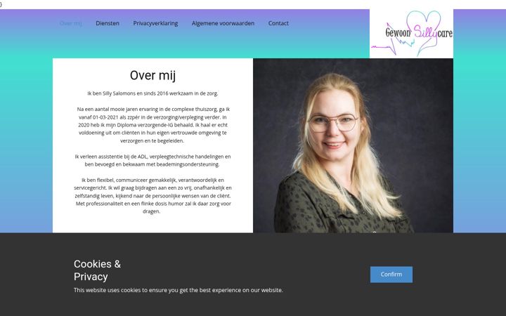 Screenshot van gewoonsillycare.nl