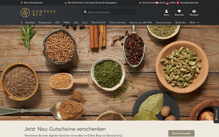 Screenshot of gewuerzewien.at