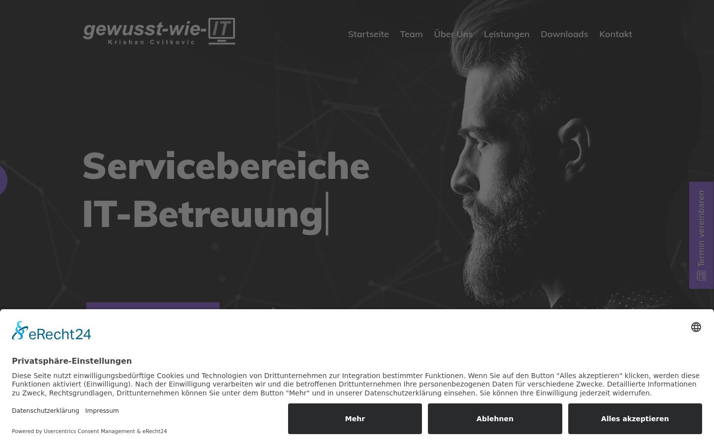 Screenshot des Einwilligungsbanners vor jeglicher Interaktion
