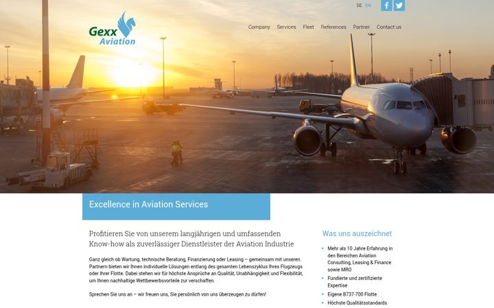 Screenshot of gexx-aviation.com