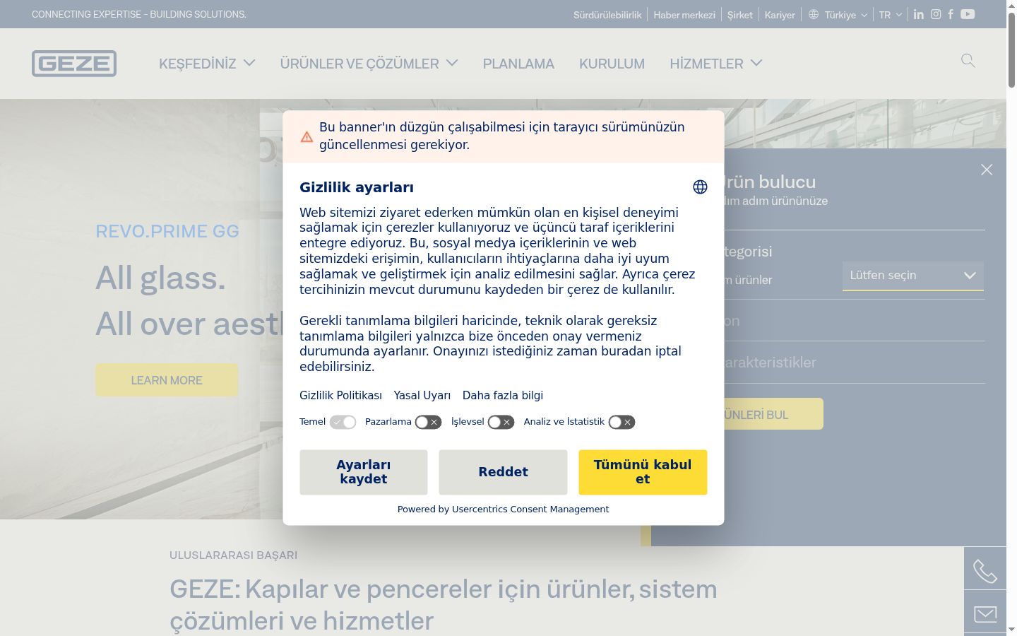 Snimka zaslona bannera za privolu prikazanog prije bilo kakve interakcije