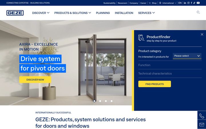 Screenshot of geze.com