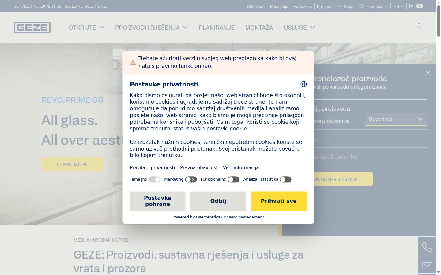 Zrzut ekranu banera zgody wyświetlanego przed jakąkolwiek interakcją