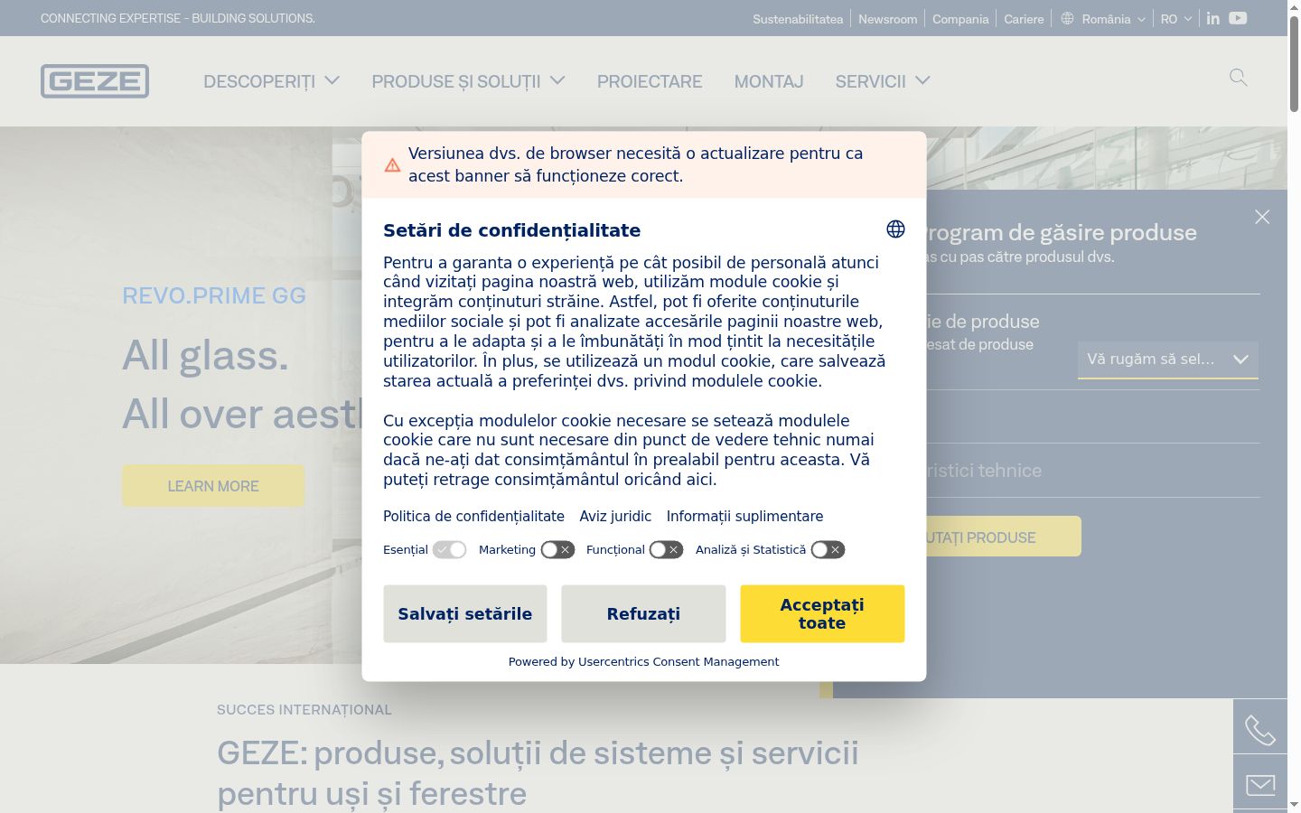 Snimka zaslona bannera za privolu prikazanog prije bilo kakve interakcije