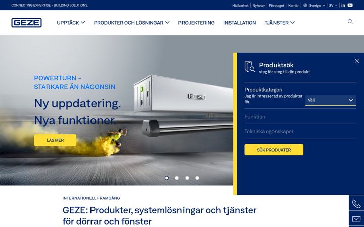 Screenshot of geze.se