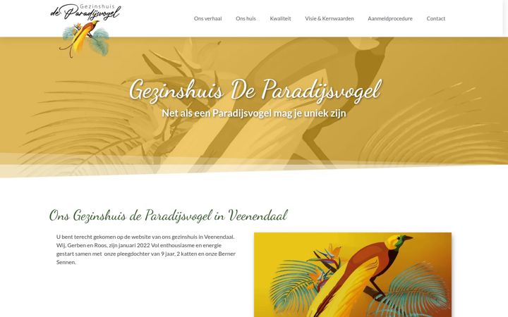 Screenshot of gezinshuis-deparadijsvogel.nl