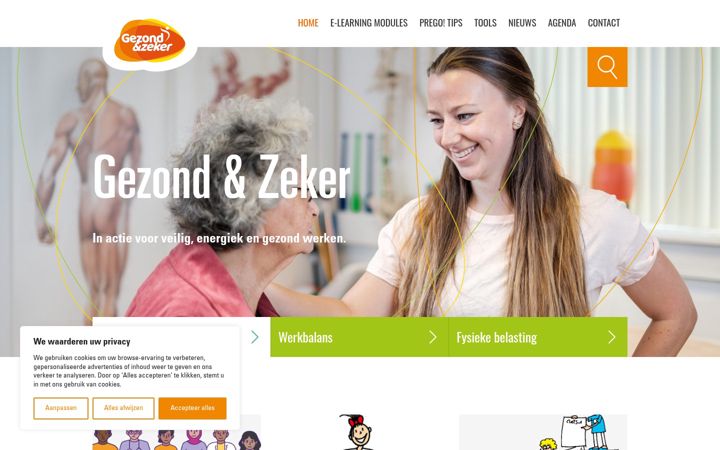 Screenshot of gezondenzeker.nl