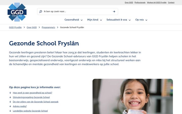 Screenshot of gezondeschoolfryslan.nl