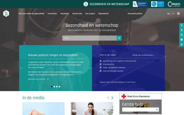 Screenshot of gezondheidenwetenschap.be