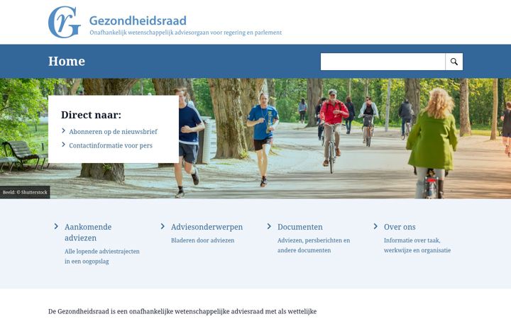 Captură de ecran a gezondheidsraad.nl