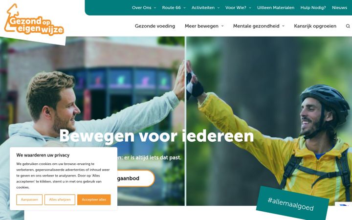 Screenshot of gezondopeigenwijze.nl