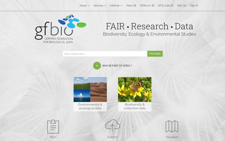 Snimka zaslona za gfbio.org