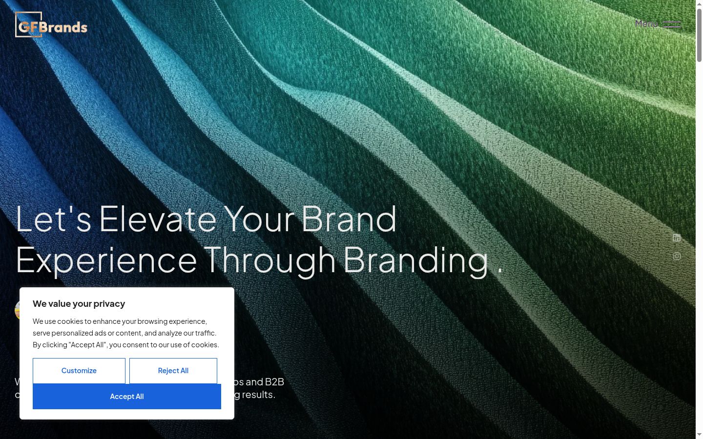 Screenshot of the consent banner shown before any interaction