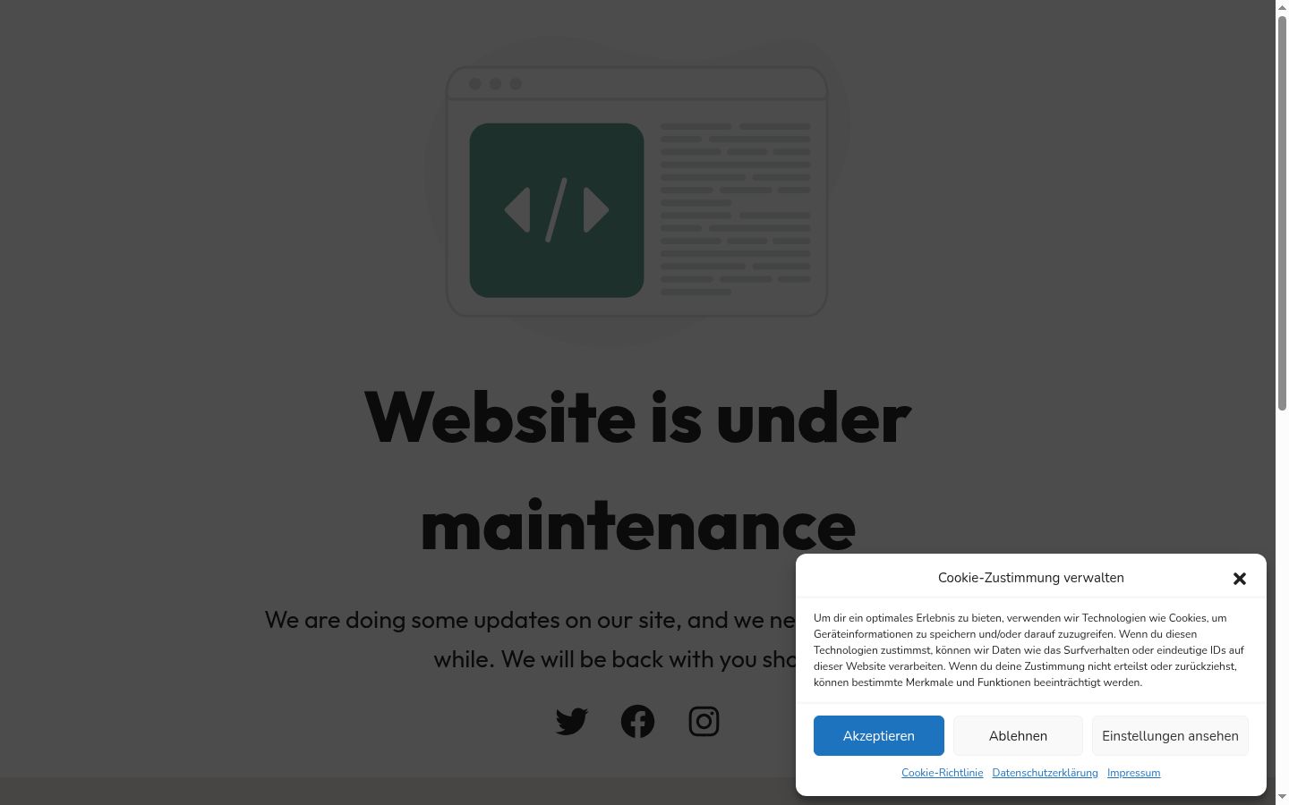 Screenshot del banner di consenso mostrato prima di qualsiasi interazione