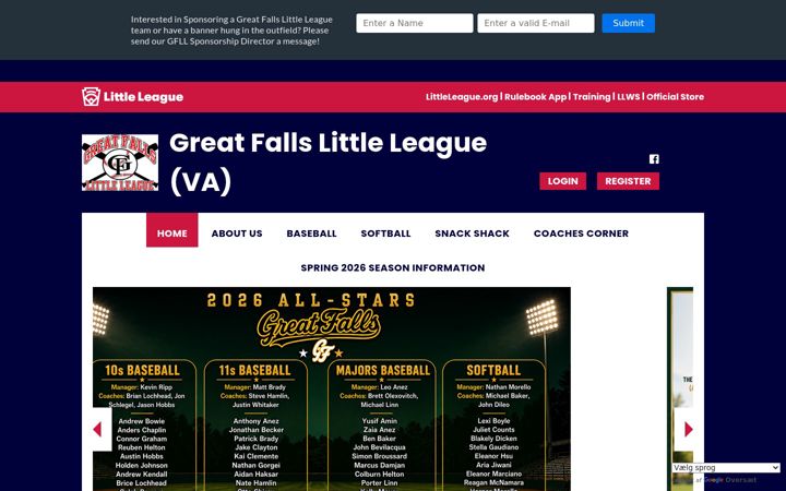 Screenshot of gflittleleague.org