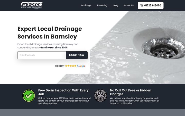 Screenshot of gforcedrainage.co.uk