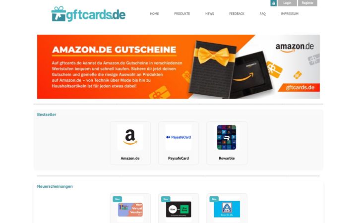 Screenshot of gftcards.de