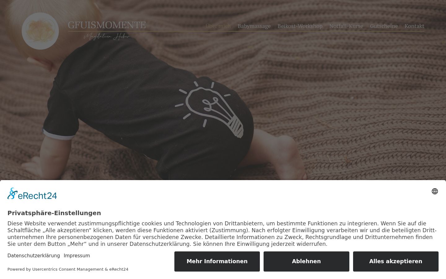 Screenshot del banner di consenso mostrato prima di qualsiasi interazione