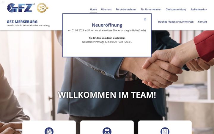 Screenshot von gfz-merseburg.de